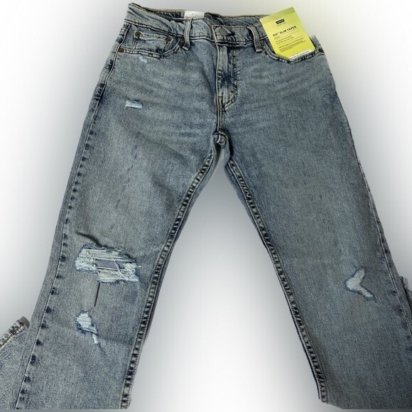 Levi's Performance 512 Stretch Slim Taper Light Wash Distressed Men's Jeans New! - Picture 2 of 9